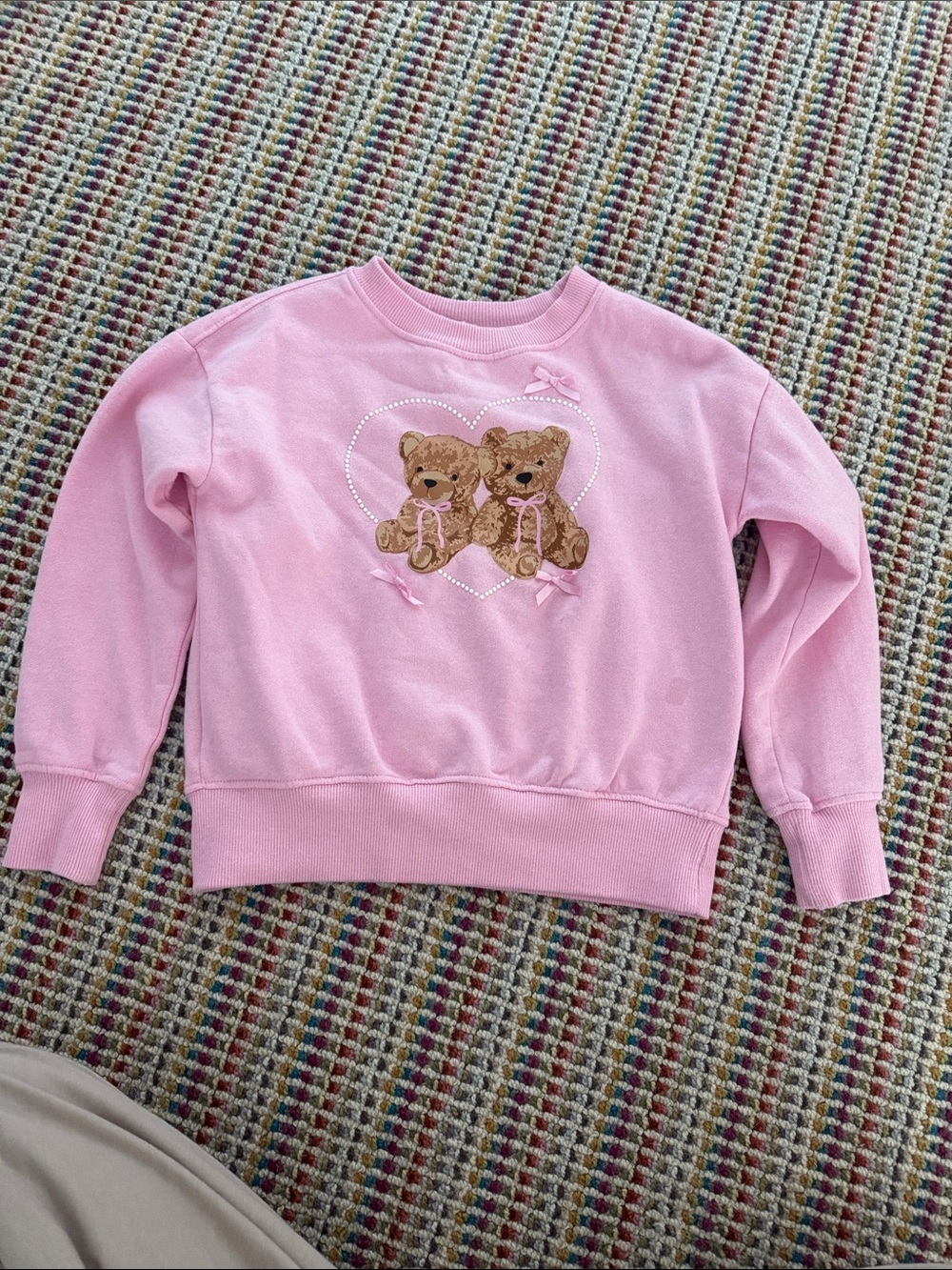 Pink Girls' Teddy Heart Sweatshirt